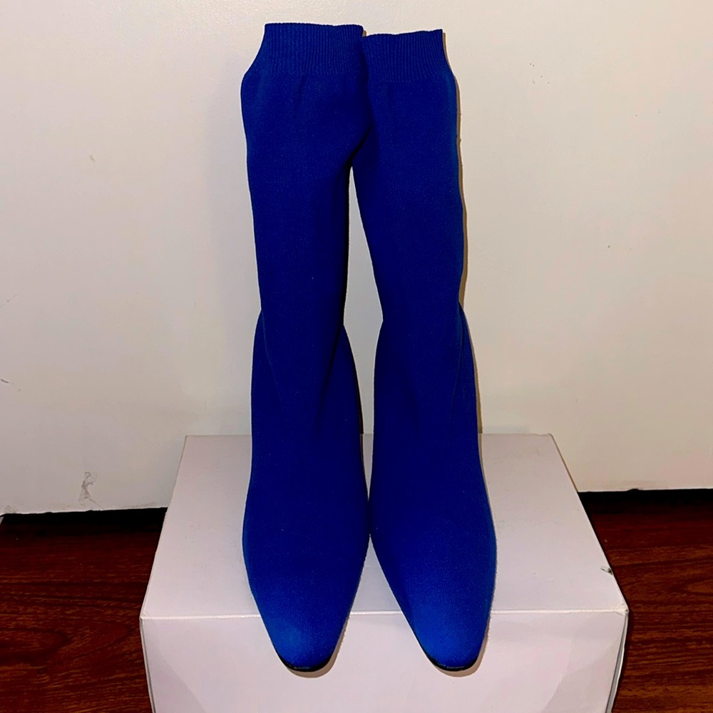 Balenciaga blue knit sock boots